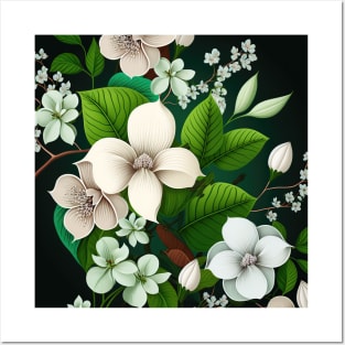 Greenish floral print Posters and Art